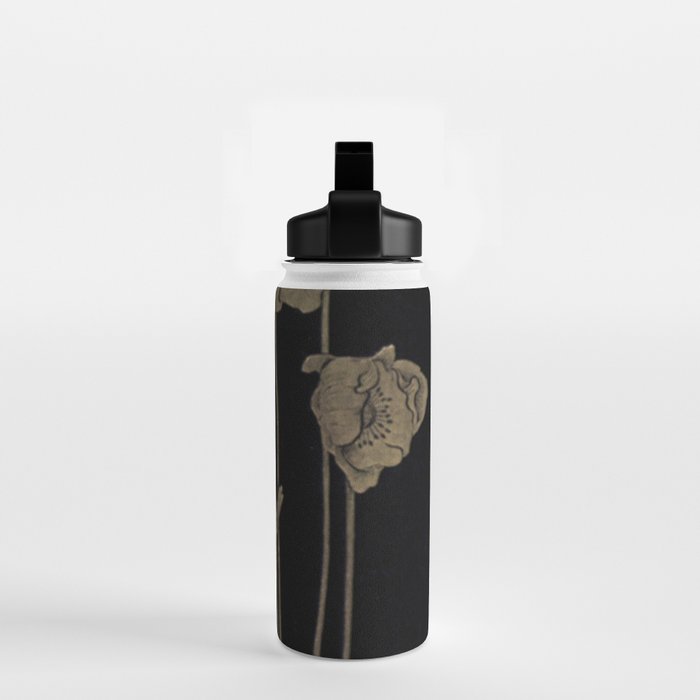 Black And Gold Poppies Water Bottle Gallery Image 2