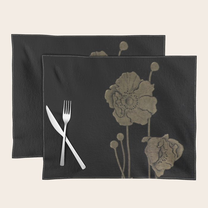 Black And Gold Poppies Placemat Gallery Image 1