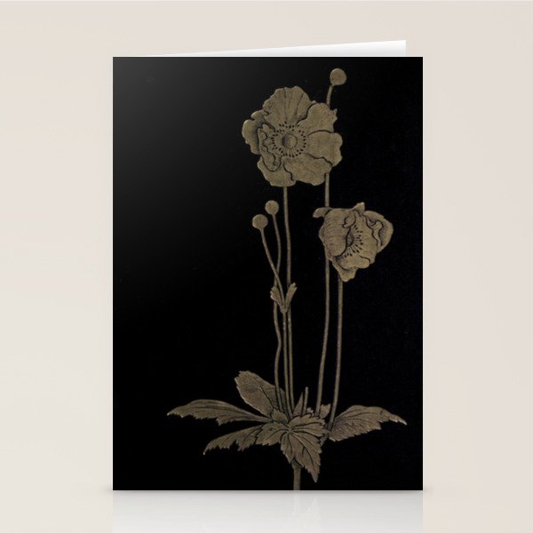 Black And Gold Poppies Stationery Card Gallery Image 1