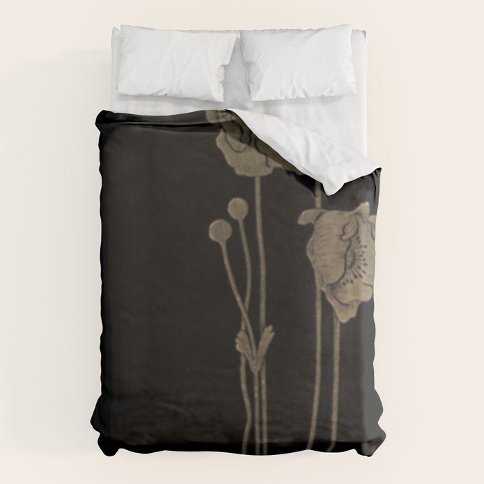 Black And Gold Poppies Duvet Cover Gallery Image 1