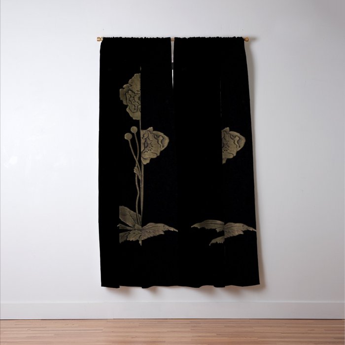 Black And Gold Poppies Window Curtain Gallery Image 3