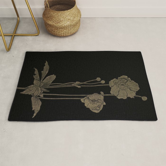 Black And Gold Poppies Rug Gallery Image 1