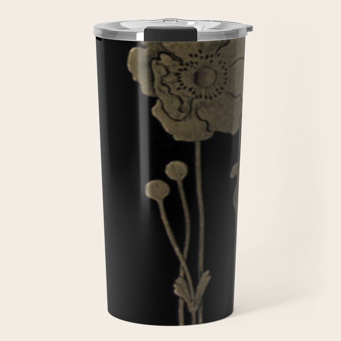 Black And Gold Poppies Travel Mug Gallery Image 1