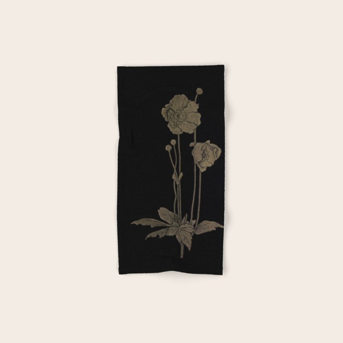 Black And Gold Poppies Bath Towel Gallery Image 1