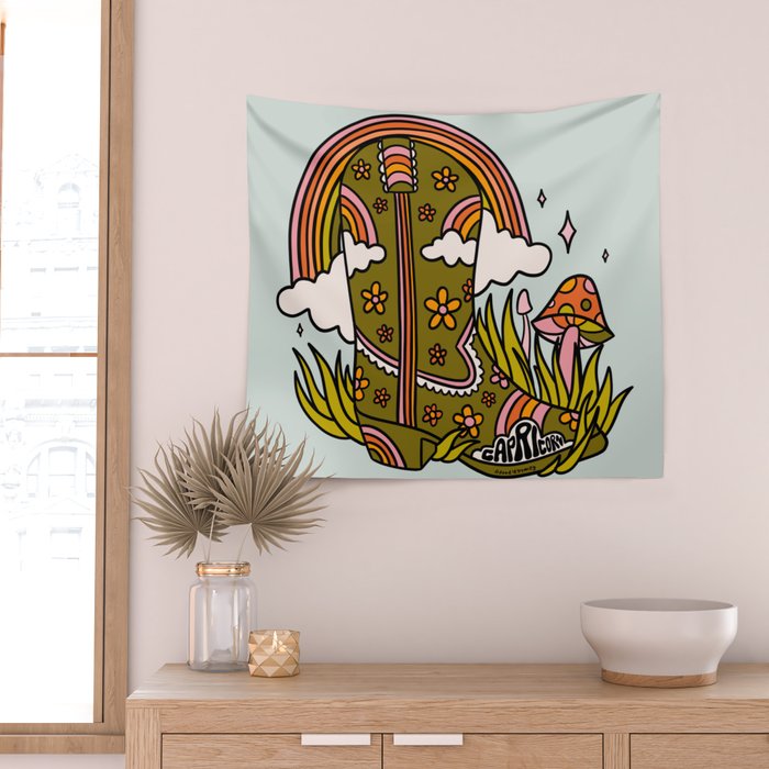 Capricorn Cowboy Boots Wall Tapestry Gallery Image 2