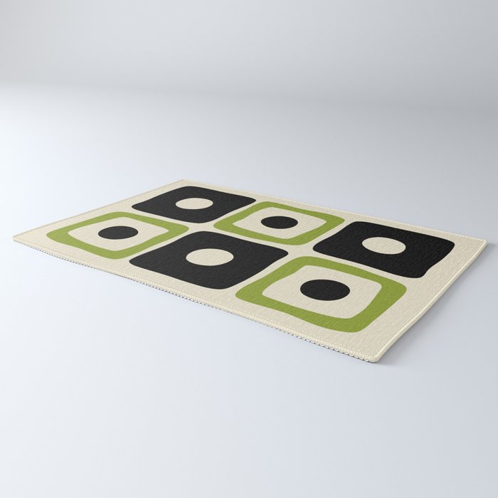 Mid Century Modern Scandinavian Pattern 592 Black and Chartreuse Rug Gallery Image 3