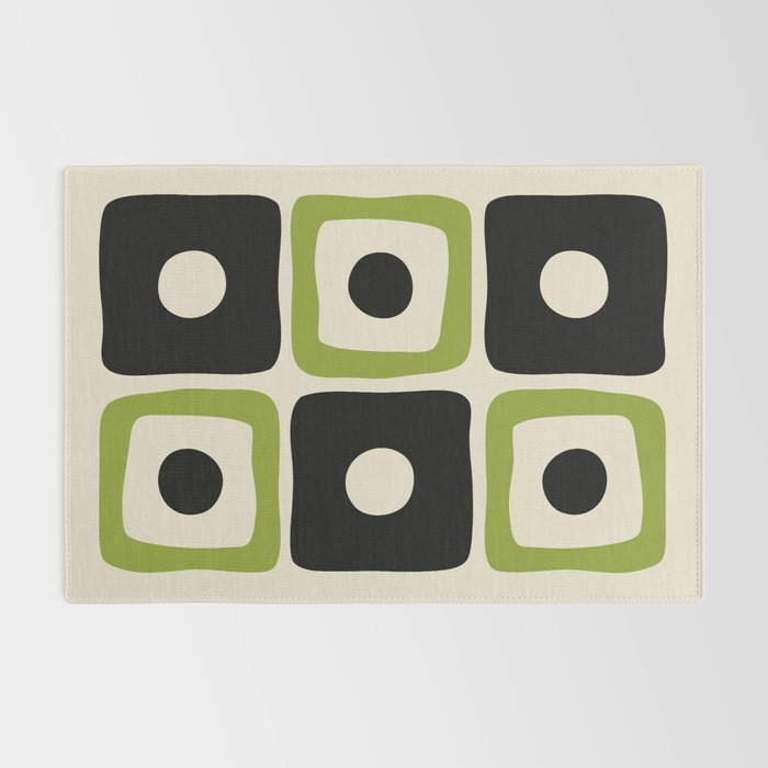 Mid Century Modern Scandinavian Pattern 592 Black and Chartreuse Rug Gallery Image 2