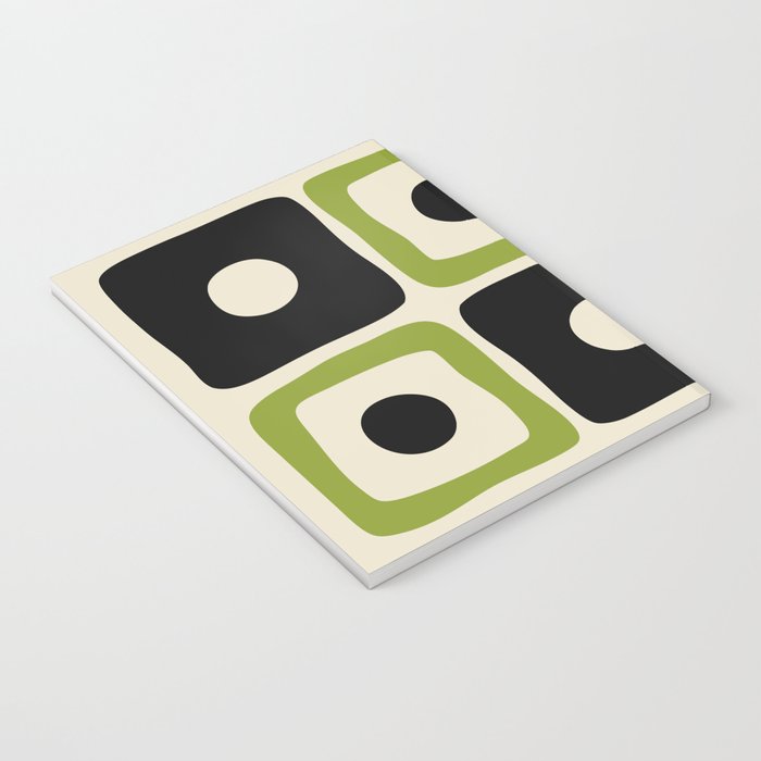 Mid Century Modern Scandinavian Pattern 592 Black and Chartreuse Notebook Gallery Image 3