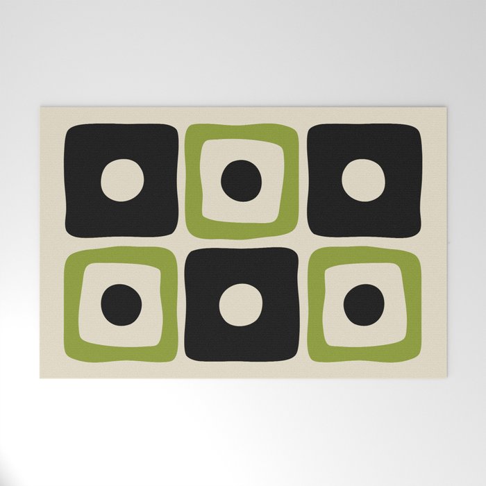 Mid Century Modern Scandinavian Pattern 592 Black and Chartreuse Welcome Mat Gallery Image 1