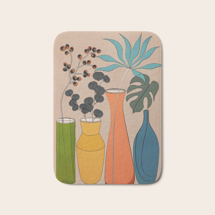 Modern Minimalist Abstract Vases 1 Bath Mat Gallery Image 1