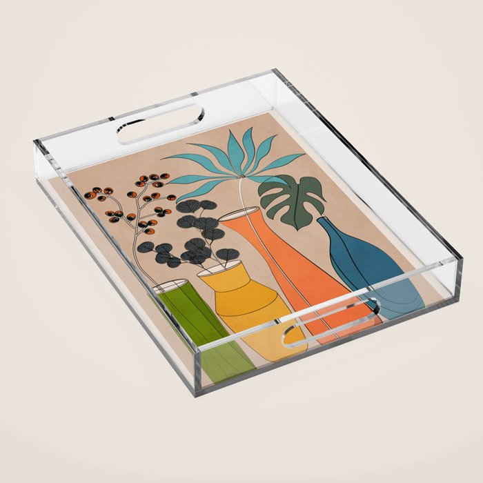 Modern Minimalist Abstract Vases 1 Acrylic Tray Gallery Image 1