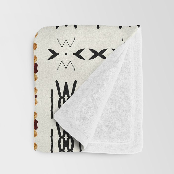 Mudcloth Tribal Neutral 02 Throw Blanket Gallery Image 3