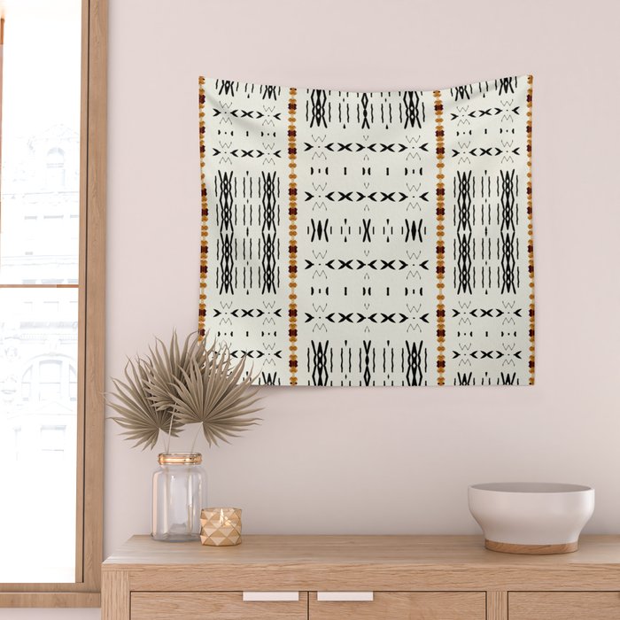Mudcloth Tribal Neutral 02 Wall Tapestry Gallery Image 2