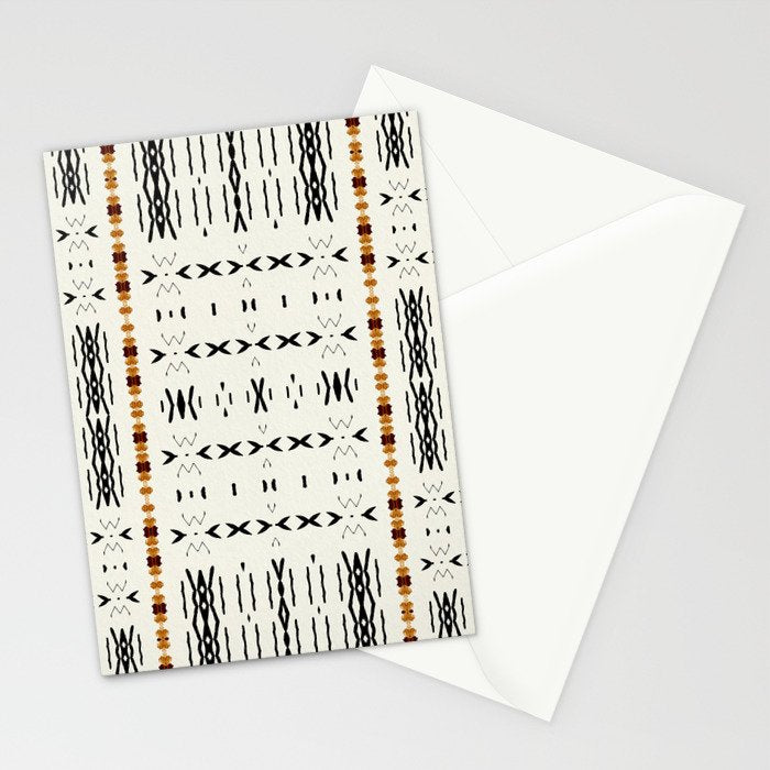 Mudcloth Tribal Neutral 02 Stationery Card Gallery Image 2