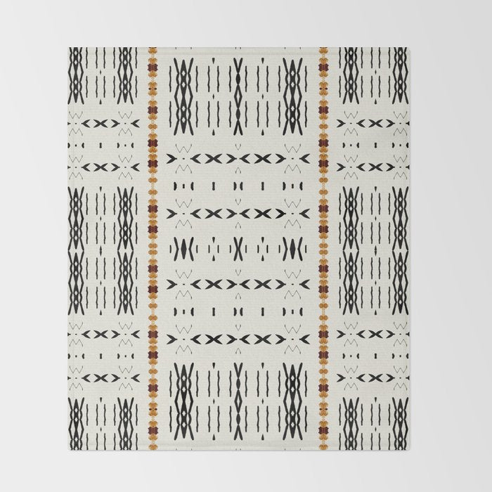 Mudcloth Tribal Neutral 02 Throw Blanket Gallery Image 2