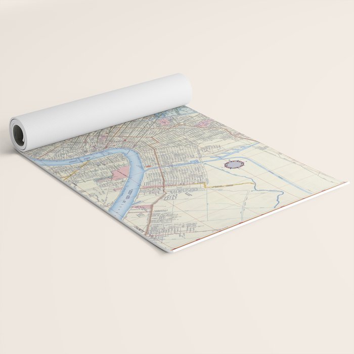 New Orleans Vintage Map Yoga Mat Gallery Image 2