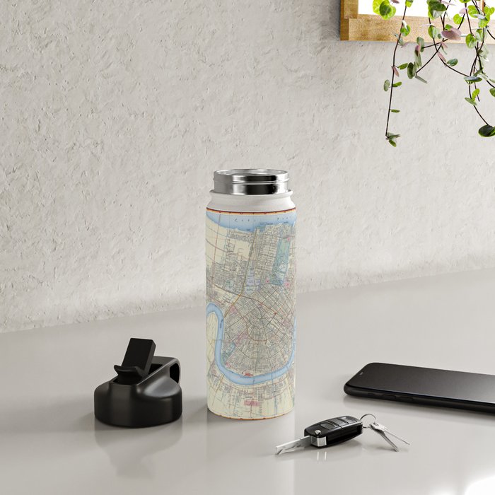 New Orleans Vintage Map Water Bottle Gallery Image 4