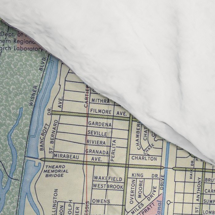 New Orleans Vintage Map Comforter Gallery Image 4