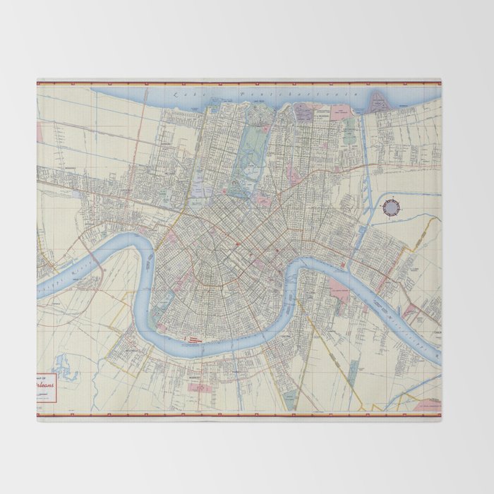 New Orleans Vintage Map Throw Blanket Gallery Image 2