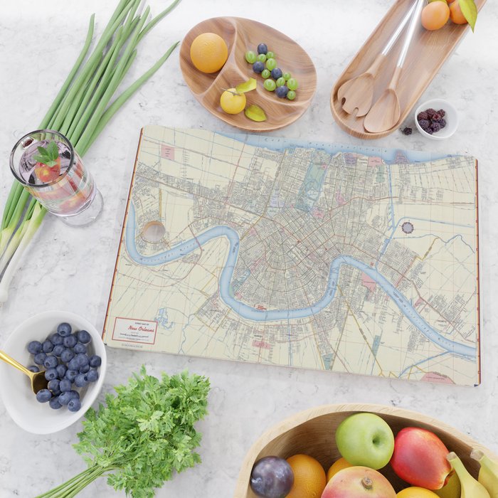 New Orleans Vintage Map Cutting Board Gallery Image 2