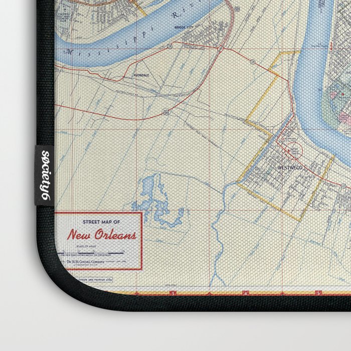 New Orleans Vintage Map Laptop Sleeve Gallery Image 3