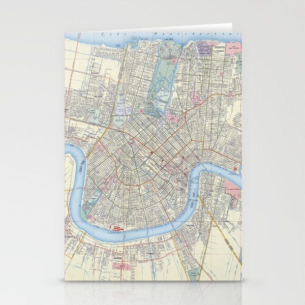New Orleans Vintage Map Stationery Card Gallery Image 2