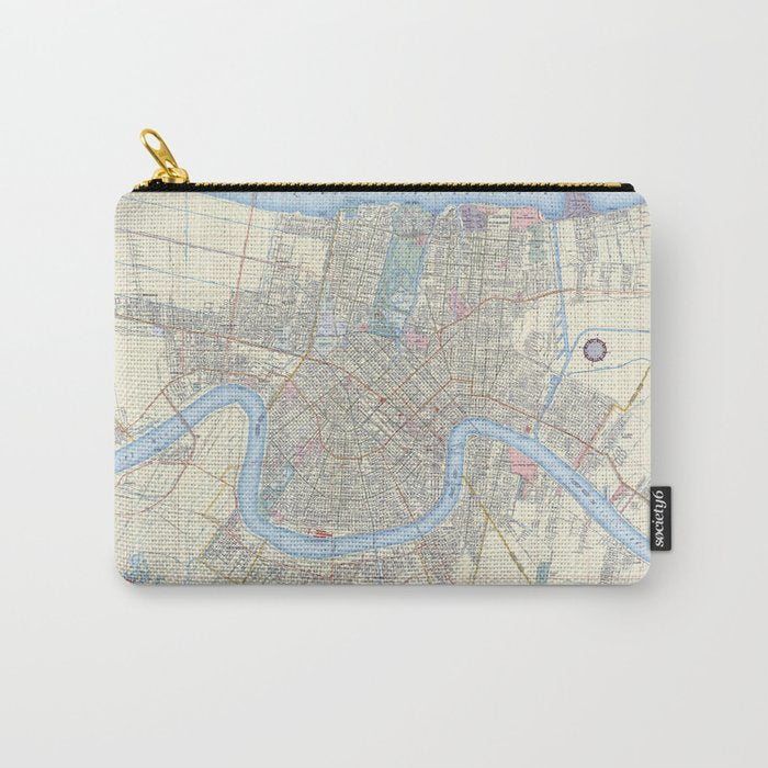 New Orleans Vintage Map Carry All Pouch Gallery Image 1