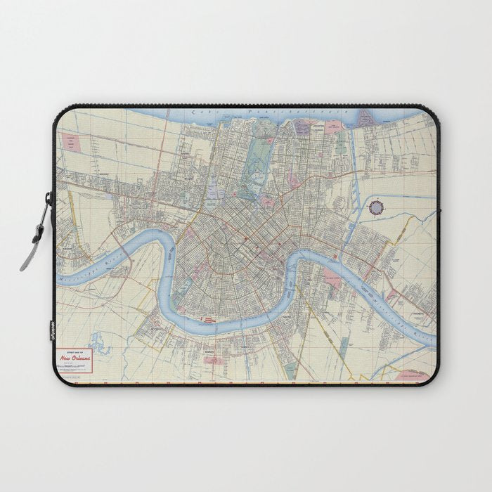 New Orleans Vintage Map Laptop Sleeve Gallery Image 1