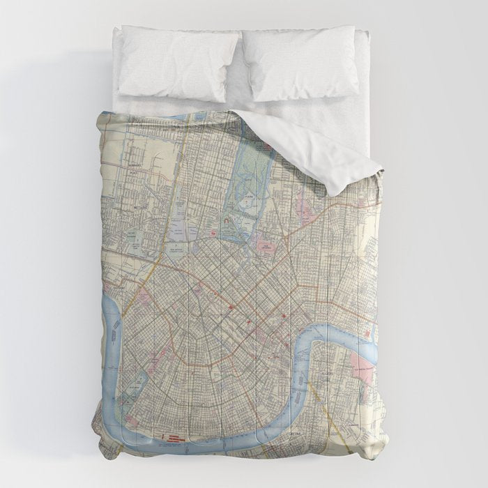 New Orleans Vintage Map Comforter Gallery Image 6