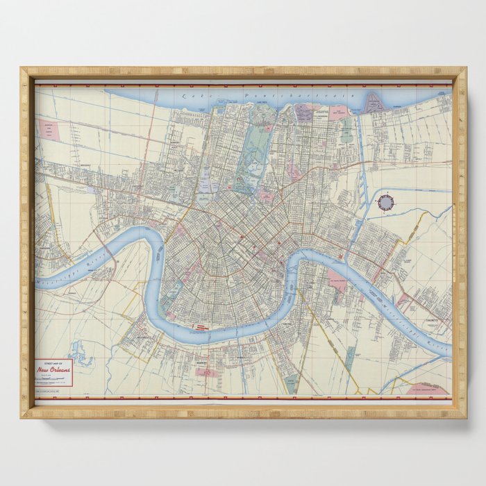 New Orleans Vintage Map Serving Tray Gallery Image 1