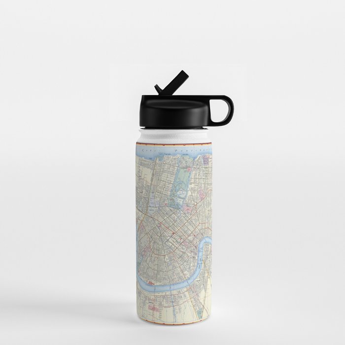 New Orleans Vintage Map Water Bottle Gallery Image 1