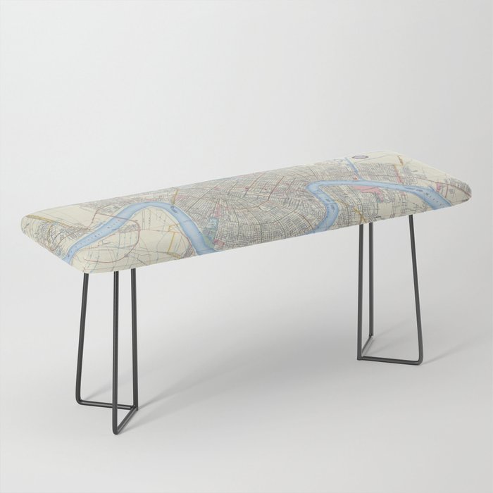 New Orleans Vintage Map Bench Gallery Image 1