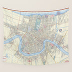 New Orleans Vintage Map Wall Tapestry Gallery Image 4