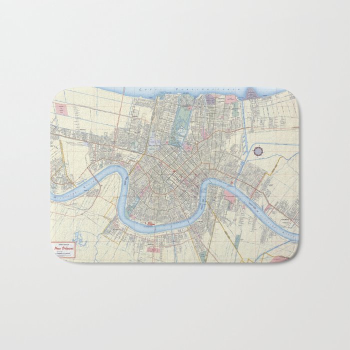 New Orleans Vintage Map Bath Mat Gallery Image 1