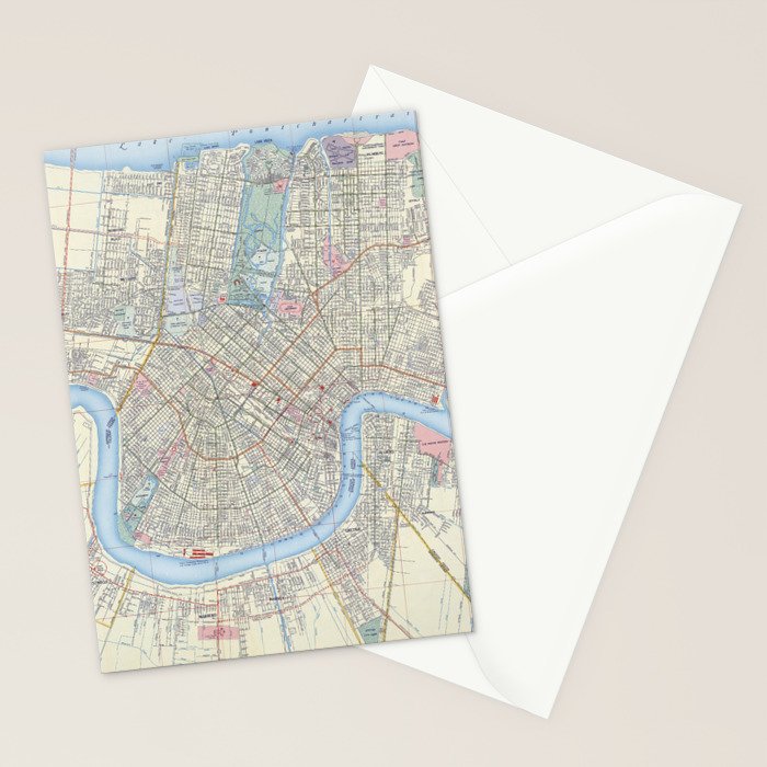 New Orleans Vintage Map Stationery Card Gallery Image 2