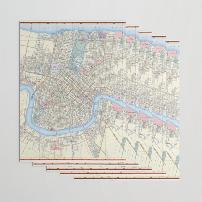 New Orleans Vintage Map Wrapping Paper Gallery Image 3