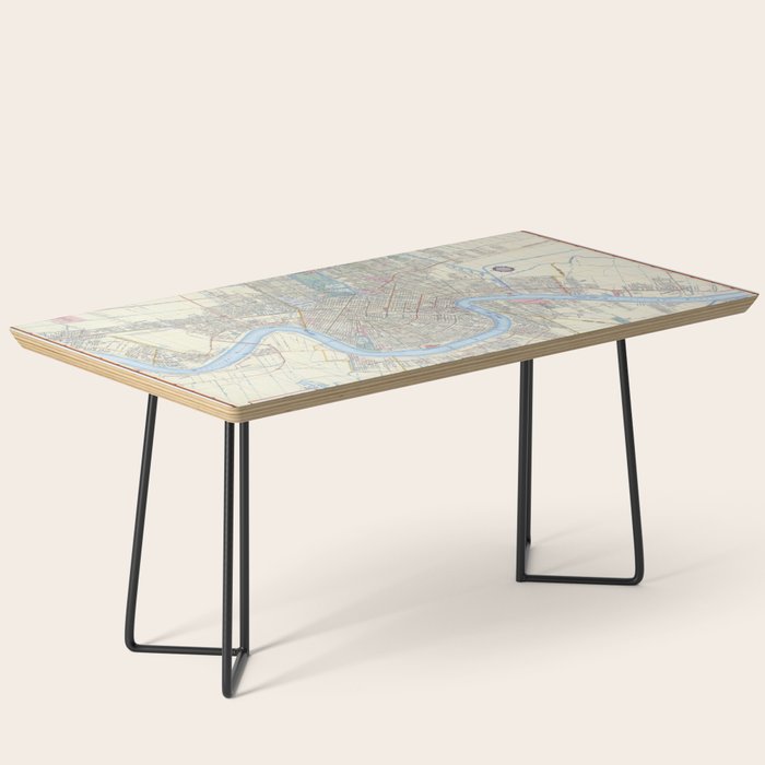 New Orleans Vintage Map Coffee Table Gallery Image 1