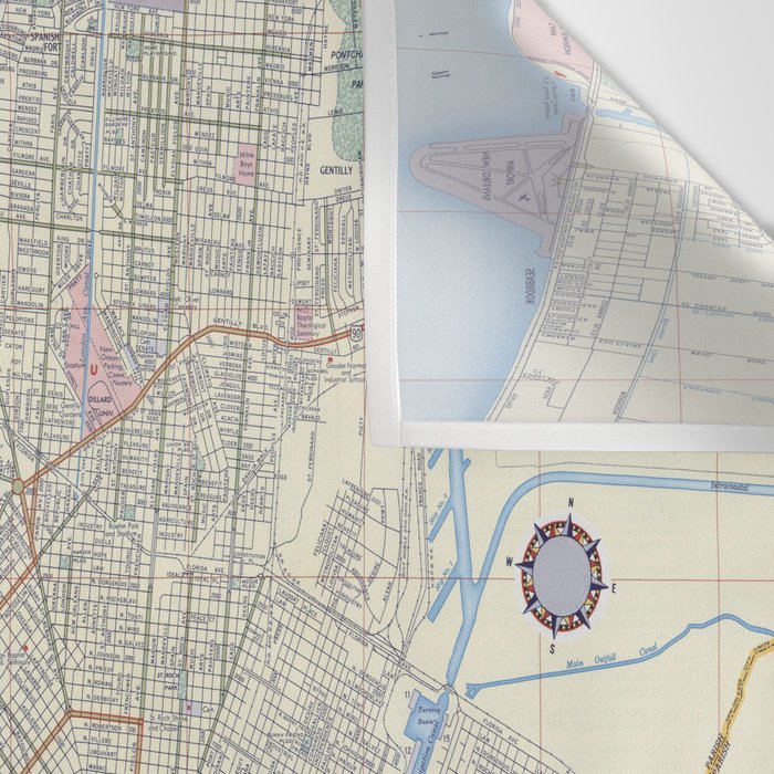 New Orleans Vintage Map Wall Tapestry Gallery Image 3