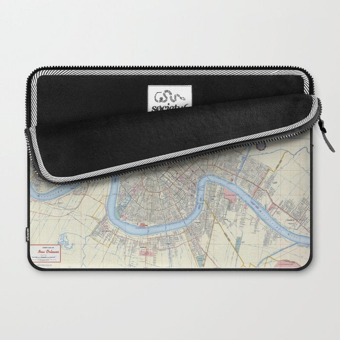 New Orleans Vintage Map Laptop Sleeve Gallery Image 2