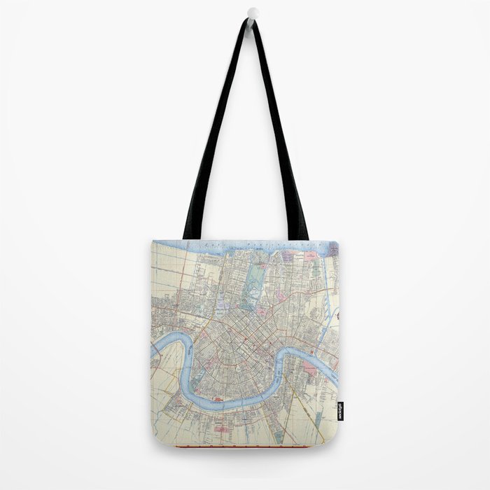 New Orleans Vintage Map Tote Bag Gallery Image 2