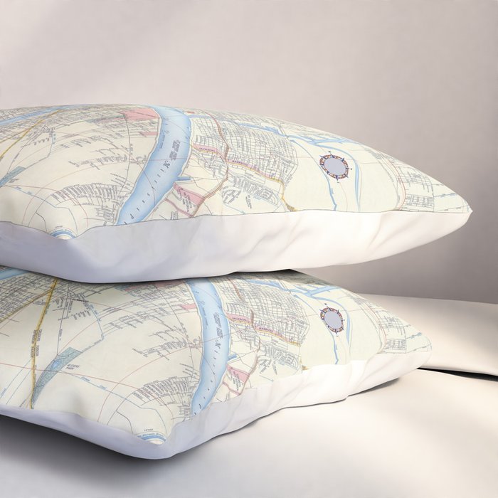 New Orleans Vintage Map Pillow Sham Gallery Image 3