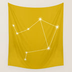 Libra Zodiac Star Constellation Line Art Golden Yellow Wall Tapestry Gallery Image 4