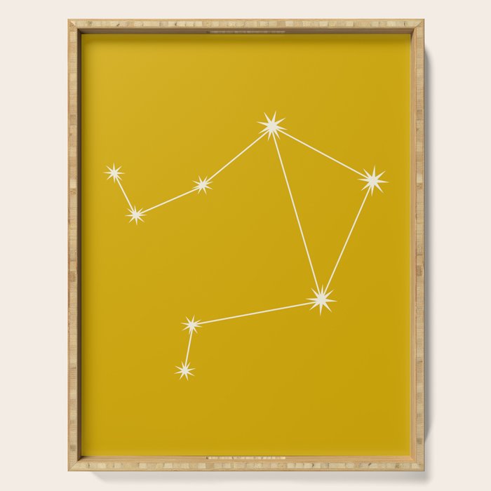 Libra Zodiac Star Constellation Line Art Golden Yellow Serving Tray Gallery Image 1
