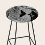 Grouchy Lion being kissed by brunette girl black and white photography Stool Gallery Image 2