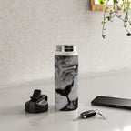 Grouchy Lion being kissed by brunette girl black and white photography Water Bottle Gallery Image 4