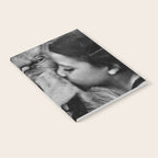 Grouchy Lion being kissed by brunette girl black and white photography Notebook Gallery Image 2