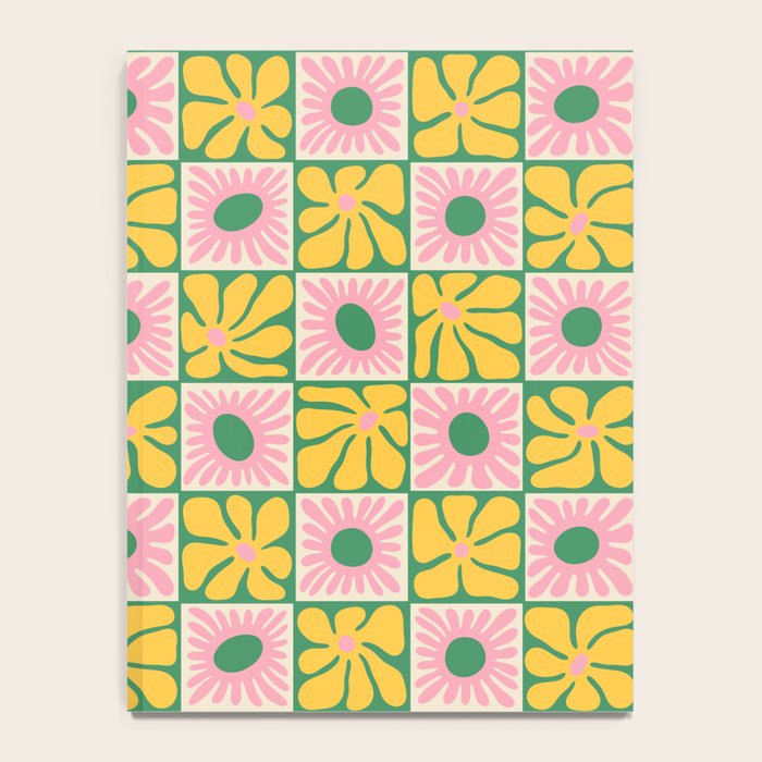Retro checkered flower art pattern Notebook Gallery Image 4