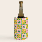 Retro checkered flower art pattern Wine Chiller Gallery Image 2