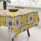 Retro checkered flower art pattern Tablecloth Gallery Image 3