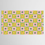 Retro checkered flower art pattern Tablecloth Gallery Image 2